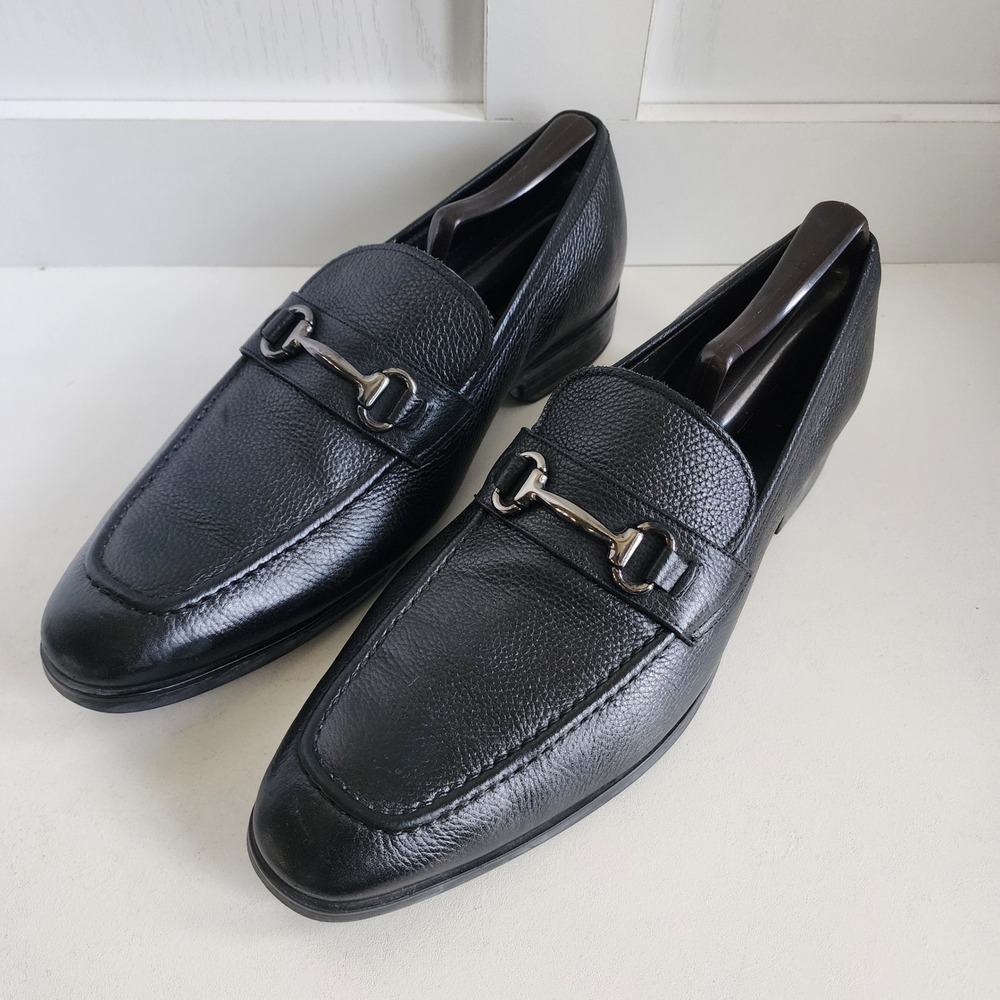To Boot New York Adam Derrick Black Pebbled Leather HorseBit Loafers Mens 10 323